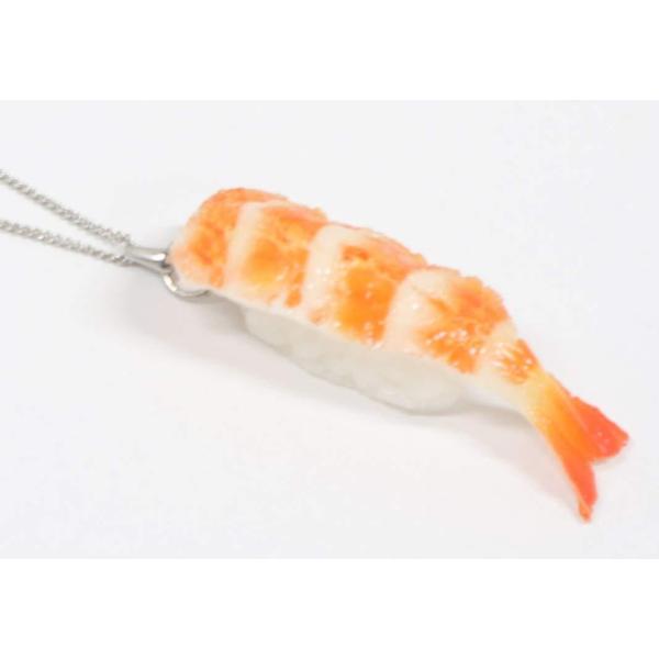 ネックレス(シルバー）  食品サンプル ミニチュア寿司（海老）
