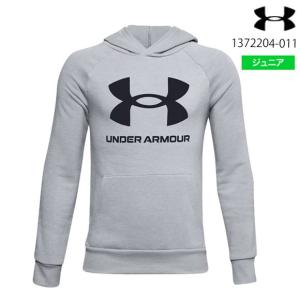 即納 アンダーアーマー UNDER ARMOUR UAライバルフリース ビッグ ロゴフィル フーディー ジュニア 子供用  Boys プルオーバ―パーカー 1372204-011 MRH YXS 120｜samsam