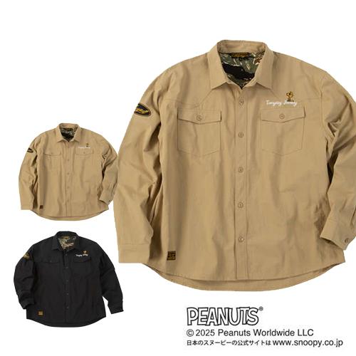大きいサイズ メンズ 長袖シャツ FLAGSTAFF×PEANUTS スヌーピーコラボリップストップ...