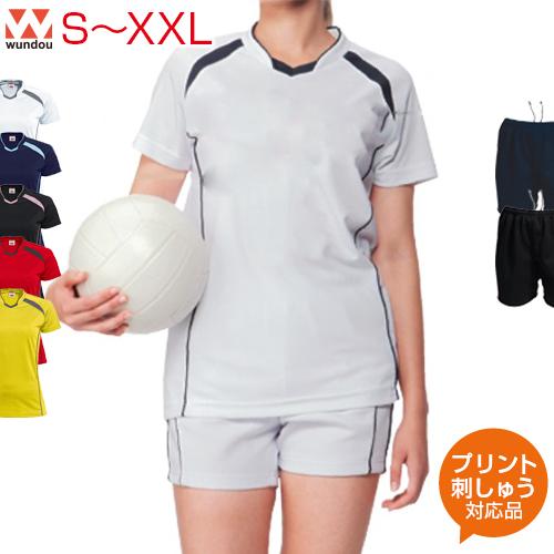 レディース S M L LL XXL 上下セット ウィメンズバレーボールシャツ+パンツセット オリジ...