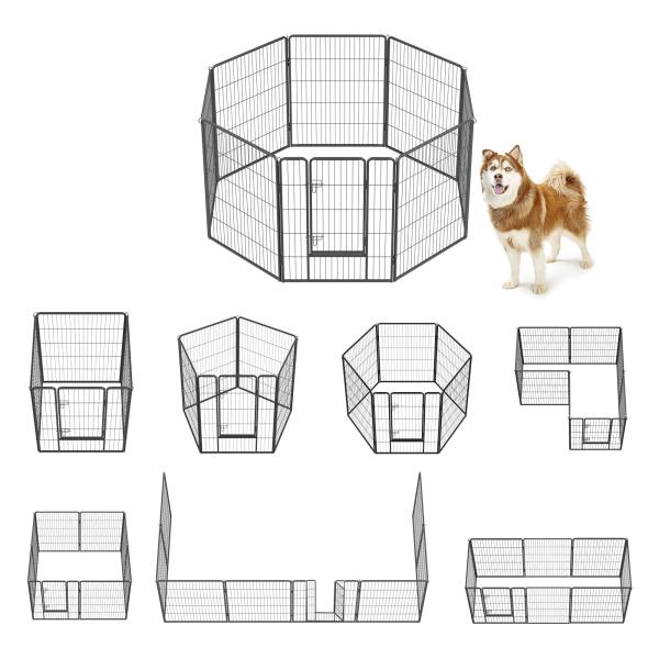 FEANDREA 犬 サークル 中大型犬用 ペットフェンス スチール製 全成長期使用可 室