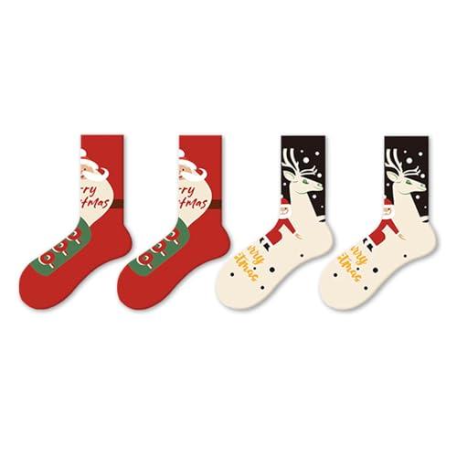 [AllFun] クリスマス 靴下 2足セット クリスマス柄 秋冬春適用 通気性 室内靴下