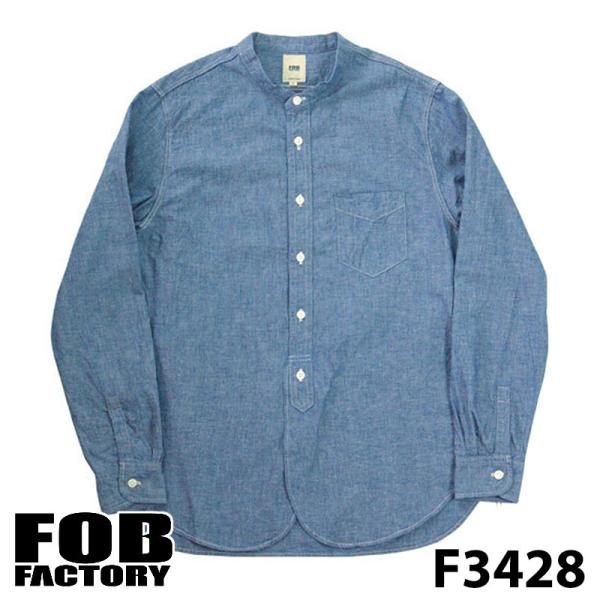 エフオービーファクトリー F3428 BAND COLLAR SHIRT バンドカラーシャツ
