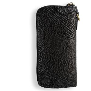 ラウンドファスナーロングウォレット タイプ1 シャークスキン ブラック