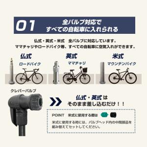 自転車 空気入れ 英式 仏式 米式バルブ対応 ...の詳細画像3