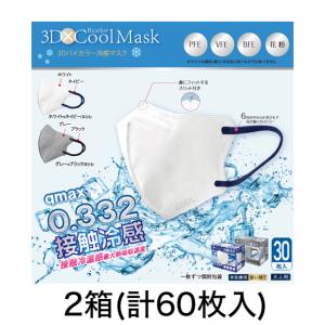 2箱(計60枚入) ホントに冷たい! 3Dバイカラー冷感不織布マスク ふつうサイズ｜san-ai-store