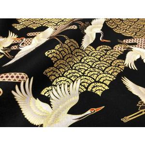 和柄生地 着物風 鶴と金彩青海波 シーチング ...の詳細画像3