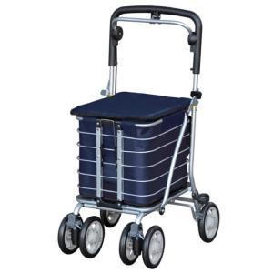 ブレーキ付 アルミワイヤーカート メッシュ紺 ユーバ産業 ボックス