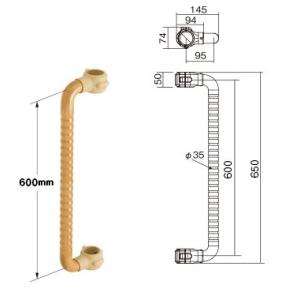 (法人宛先限定商品) (DIPPERホクメイ) ベスポジ-eウェーブ型手すり ロング BPE-300-40 ベスポジ-e用オプション部品｜sanai-kaigo2