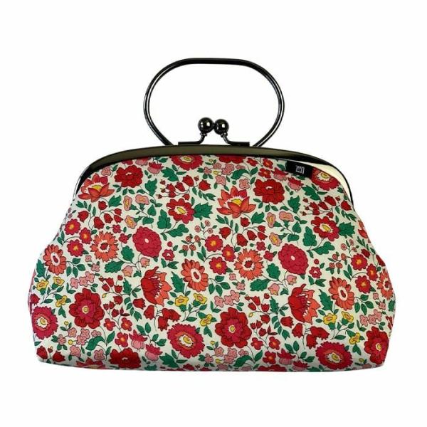 5.5寸リング付きポーチ ダンジョ　赤  Liberty がまぐち マチ付き ミニバッグ コスメポー...