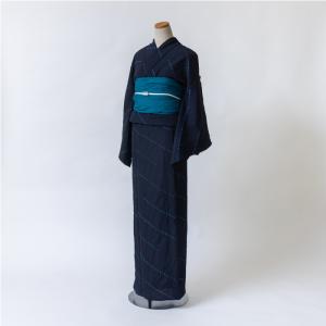 ゆかた 古今 東レセオα縫い絞り （紺） 東レセオα ネイビー 仕立て上がり 日本製｜sanbi-do