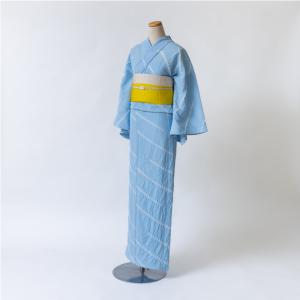 ゆかた 古今 東レセオα縫い絞り （水色） 東レセオα ライトブルー 仕立て上がり 日本製｜sanbi-do