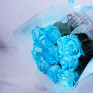 ラメ付きロイヤルブルー青バラ【本数指定で薔薇花束】(サプライズ 誕生