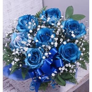 青いバラの造花アレンジメント　ギフト クールプリティー プリザーブドフラワー 花 ギフト アレンジメント