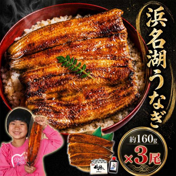 【値下げしました】【無添加タレの浜名湖うなぎ】浜名湖うなぎ 大蒲焼(160g）×3本ギフト【送料無料...