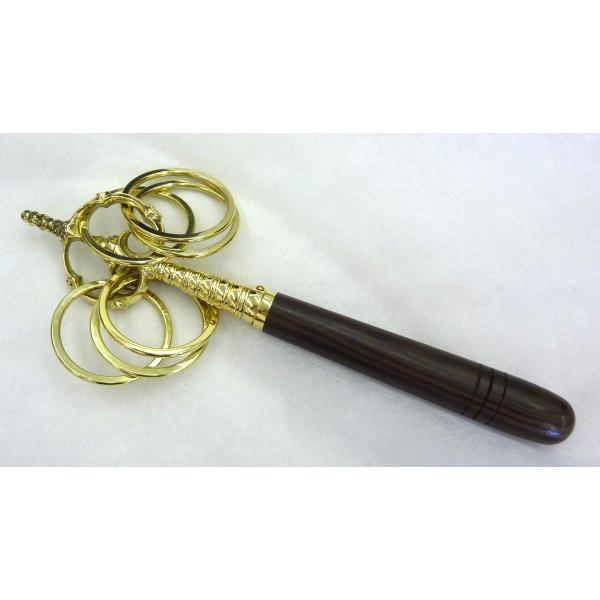 錫杖 上等品 黒檀短柄 25.4cm　密教法具・密教仏具・護摩法具・真言宗・天台宗