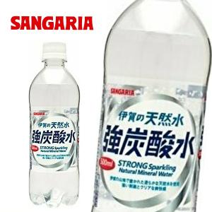 【送料無料(※東北・北海道・沖縄除く)】サンガリア 伊賀の天然水 強炭酸水 500mlPET×24本入 1ケース