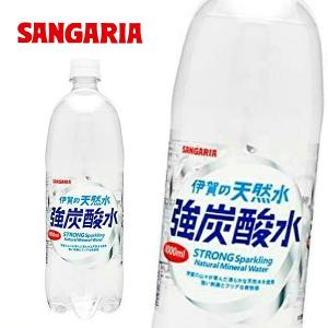 【送料無料(※東北・北海道・沖縄除く)】サンガリア 伊賀の天然水 強炭酸水 1LPET×12本入 1ケース