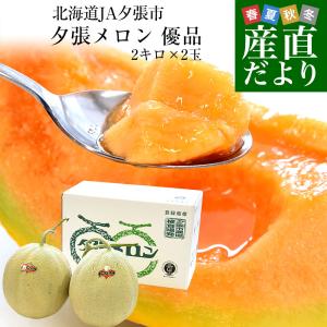北海道より産地直送 JA夕張市 夕張メロン 優品 2玉（1.3キロ×2玉