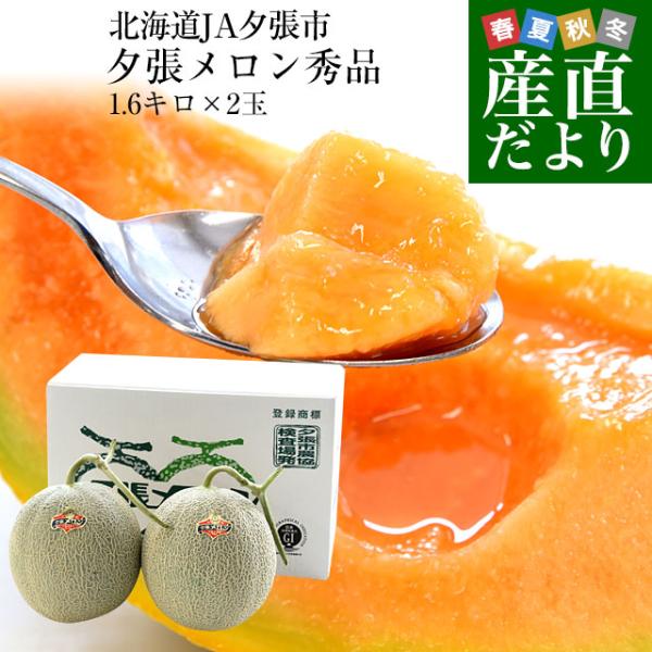 北海道より産地直送 JA夕張市 夕張メロン 秀品 2玉(1.6キロ×2玉) 送料無料　ゆうばり 夕張...