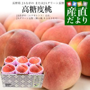 長野県産 高糖度桃 約1.8キロ（5玉から6玉）JAながの（エクセレント）又は、JAグリーン長野（輝々桃 キラキラモモ）どちらかでお届け 送料無料 もも 桃 クール便