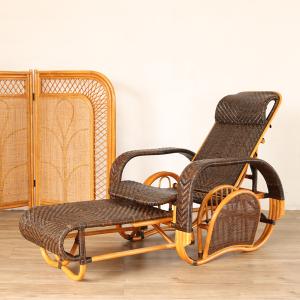 ラタン リクライニングチェア パーソナルチェア 折りたたみ 手編み