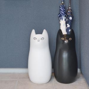 傘立て ネコ 猫 黒猫 キャット 陶器 おしゃ...の詳細画像1