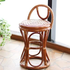 ラタンスツール 円形 プリン型 おしゃれ かわいい ラタン 籐 玄関椅子