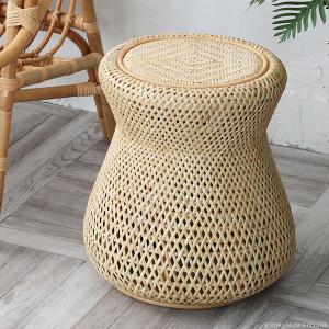 ラタンスツール 円形 おしゃれ かわいい ラタン 籐 玄関 椅子