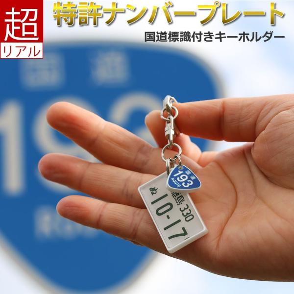 国道標識付き 自動車デザイン 特許 ナンバープレート キーホルダー ギフト 超リアル 文字が消えない...