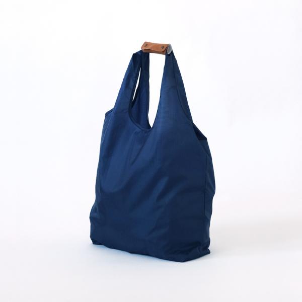 コンパクトエコバッグ（NAVY×BROWN)10cm