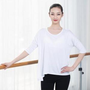 ダンストップスウェア　イレギュラー裾　7分袖ｔシャツ　18色　レディースヨガレッソンウェア　ストレッチ　チュニック