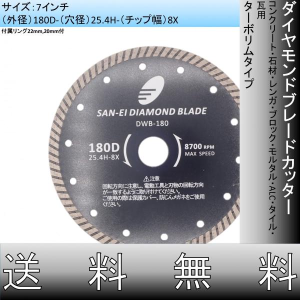 ダイヤモンドカッター 7インチ 180mm コンクリート 石材 レンガ ブロック モルタル ALC ...