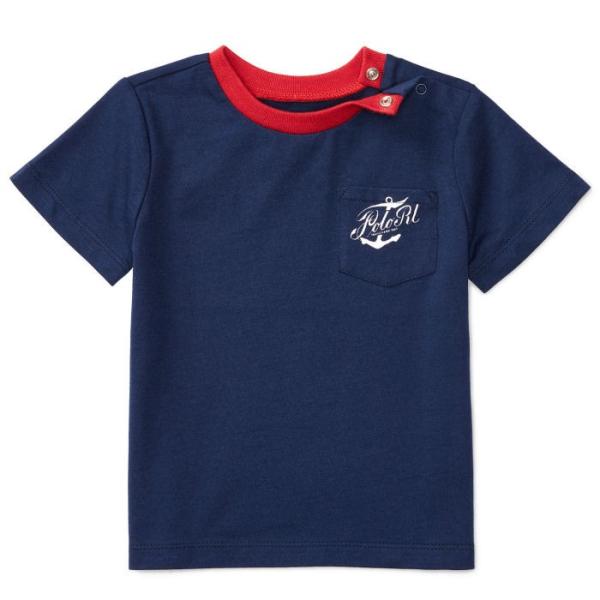 Ralph Lauren(ラルフローレン) 胸ポケットプリント半袖Tシャツ(Navy) 12M/18...