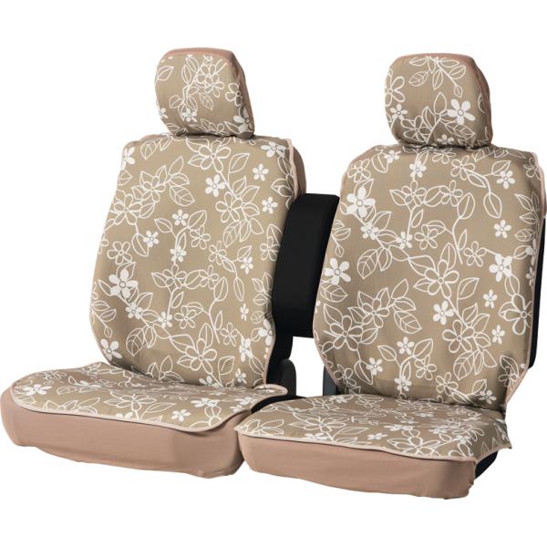 シートカバー 汎用 撥水 防汚 ファブリック バケット リーフスタイル 前席 フロント 2席分 ベー...