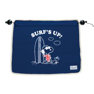 ネコポス 送料無料 日よけ カーテン スヌーピーサーフ Snoopy SURF 約65×50cm:1枚入り ネイビー 7279-76