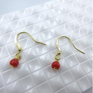 血赤珊瑚 ダイヤモンド ピアス/イヤリング K18 K14 WG 深い極上カラー