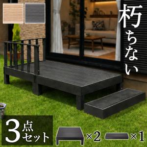 ウッドデッキ 9点セット 3帖 1.5坪 人工木材 ロータイプ テラス 丈夫