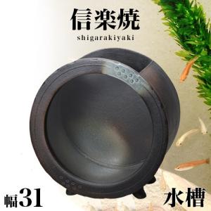 信楽焼き 水槽 和風 黒釉丸(大) 幅31 高さ33 金魚鉢 陶器製水槽 NHK 信楽 スカーレット