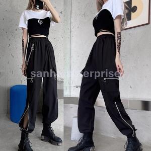 レディースダンス衣装ヒップホップセットアップ3点セットトップスレデイースへそ出し半袖フード付きステージ衣装お洒落原宿系