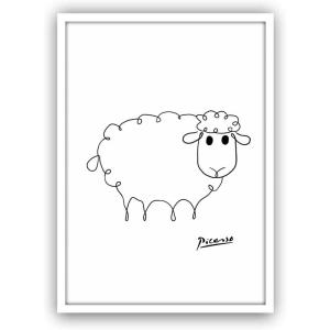 ピカソ 可愛い羊の絵 (A4サイズ（白フレーム付き）)