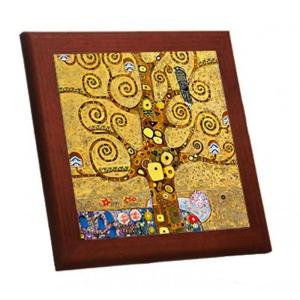 クリムト『 生命の樹 』（部分）の木枠付きフォトタイル 3（世界の名画シリーズ） (M サイズ：19.2×19.2cm)｜sanjose-market