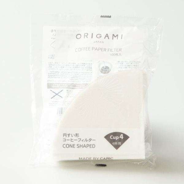 ORIGAMI オリガミ アバカ コーヒーフィルター 4杯用 100枚入 円すい形 日本製 COFF...