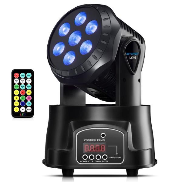 BETOPPER LEDムービングライト舞台照明7x8W RGBW DMX512 リモコン付き ディ...