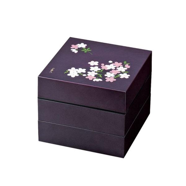 正和 『間仕切り付きの重箱』 宇野千代 オードブル重三段 18cm あけぼの桜 紫