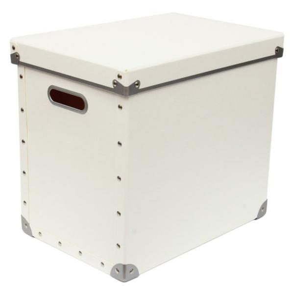 安達紙器 収納ケース 硬質パルプ ボックス フタ式 大 キャスター付 (幅25.5×奥行36×高さ3...