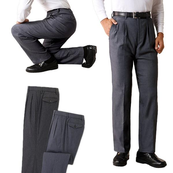 ハンティントン・クラブ 杢調ヘリンボーン柄ストレッチツータックスラックス2色セット 310-1596...