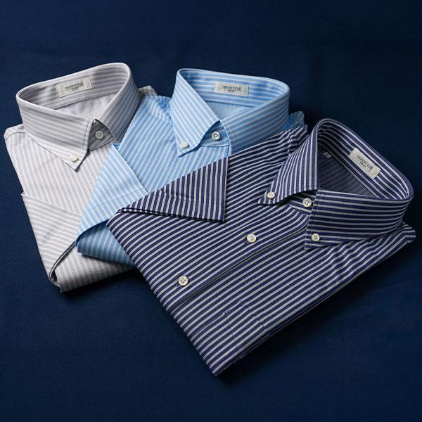 丸和繊維工業 INDUSTYLE TOKYO ストライプ ボタンダウンカラーシャツ リラックスフィッ...