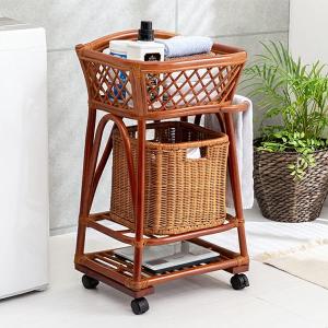 東京ラタン 天然籐 2段ランドリー ランドリーラック 二段式 タオル掛け