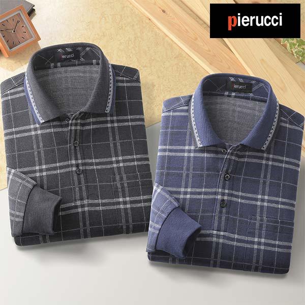 彩香 ピエルッチ お父さんの格子柄長袖ポロシャツ 2色組 NE-6300 1セット（2枚：2色×各1...